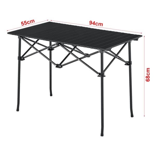 Campingbord Castilenti 94x55x68 cm hopfällbar svart [en.casa]
