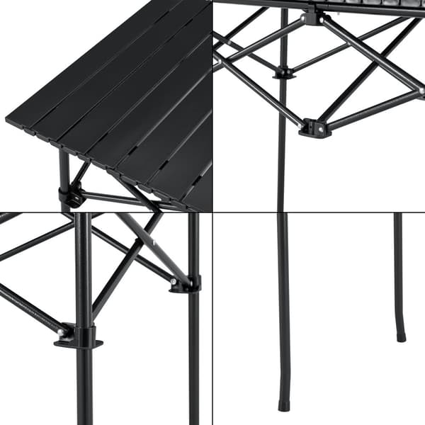 Campingbord Castilenti 94x55x68 cm hopfällbar svart [en.casa]