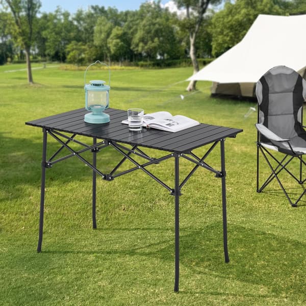 Campingbord Castilenti 94x55x68 cm hopfällbar svart [en.casa]
