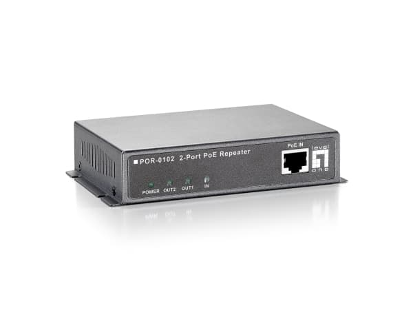 LevelOne POR-0102 2-Port PoE Repeater - Repeater - 1GbE - 10Base-T, 100Base-TX, 1000Base-T - 2 portar - upp till 100 m