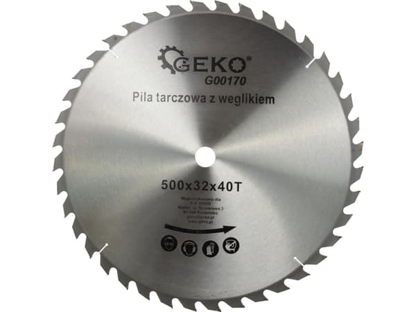 Geko träbearbetningsskiva 500 x 32 mm 40 tänder utan gaffel (G00072)