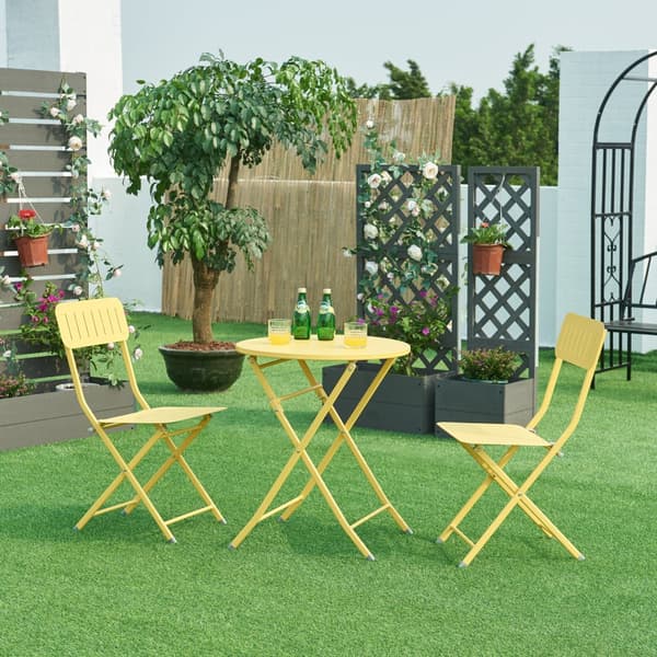 Klappstol Sande set om 2 gul 84,5x42x50 cm [en.casa]