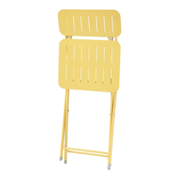 Klappstol Sande set om 2 gul 84,5x42x50 cm [en.casa]