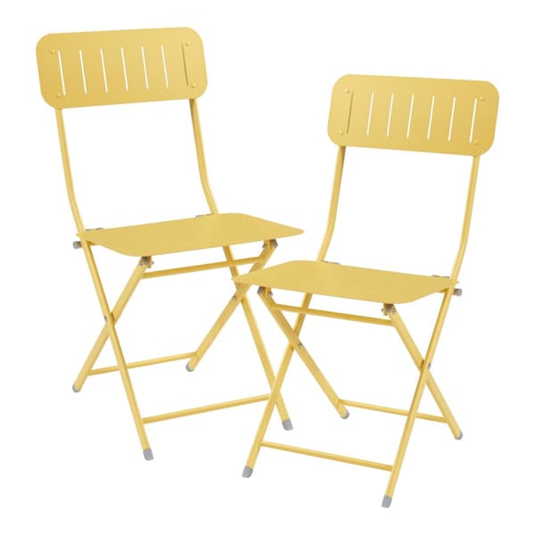 Klappstol Sande set om 2 gul 84,5x42x50 cm [en.casa]