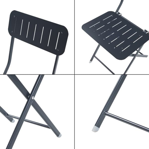 Klappstol Sande set om 2 svart 84,5x42x50 cm [en.casa]