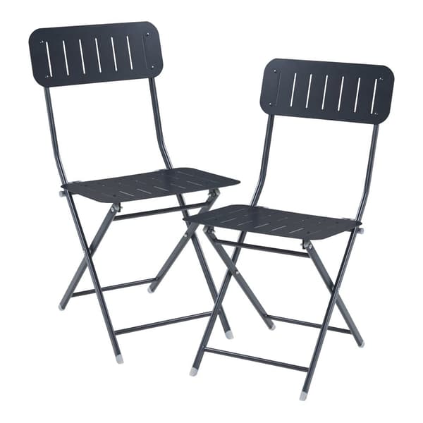 Klappstol Sande set om 2 svart 84,5x42x50 cm [en.casa]