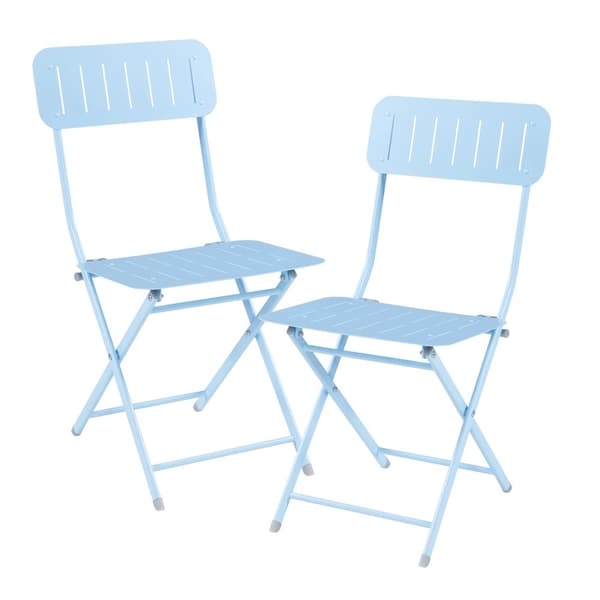 Klappstol Sande set om 2 himmelblå 84,5x42x50 cm [en.casa]