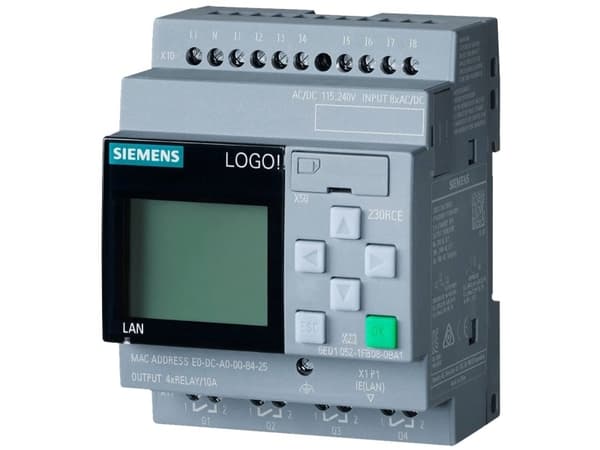 LOGO! 230RCE, logiikkamoduuli, näytön syöttöjännite / I/O: 115 V/230 V/relay, 8 DI/4 DO, muisti