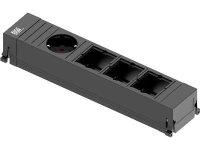 Bachmann POWER FRAME, 0,2 m, 1 AC-pistorasia(a), Sisätila, Tyyppi J, Alumiini, Muovi, Terästä, Musta