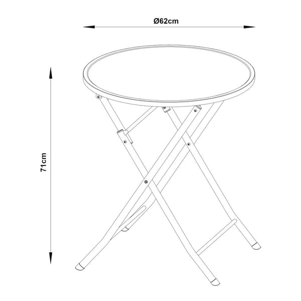 Klappbord Sande 71xØ62 cm himmelblå stål [en.casa]