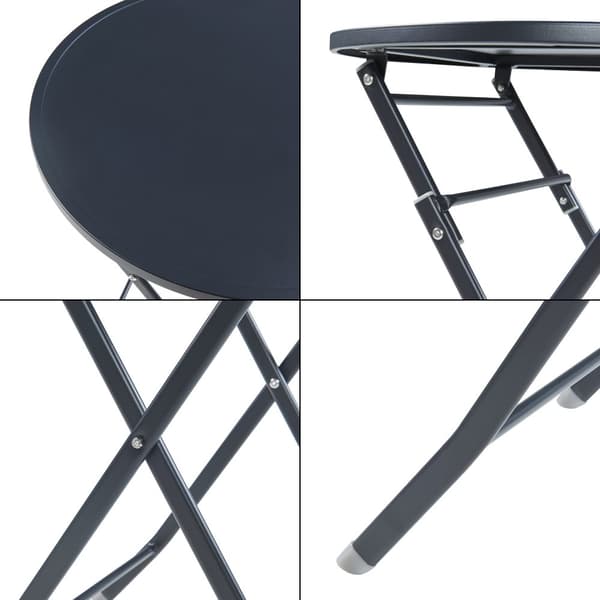 Klappbord Sande 71xØ62 cm svart stål [en.casa]