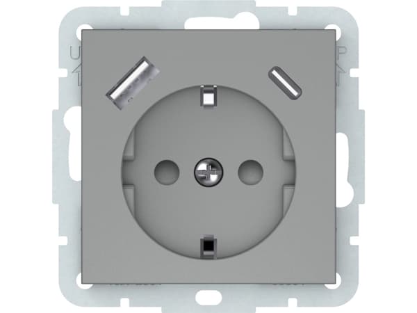 Vilma Socket+Usb-A+C Grey Rp16-002-22/A+C Qr