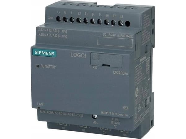 LOGO! 12/24RCEO, logiikkamoduuli, syöttöjännite / I/O: 12/24 V DC/relay, 8 DI (4 AI)/4 DO, ilman disp:tä