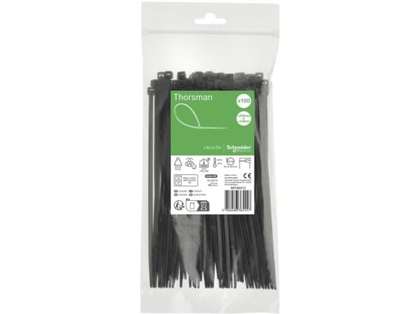 SCHNEIDER ELECTRIC Kabelbinder Thorsman 200x4.8mm Sort UV-bestandig 100 stk