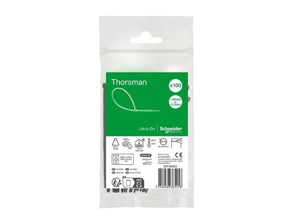 SCHNEIDER ELECTRIC THORSMAN JOHDINSIDE 100X2,5MM MUSTA 100 KPL