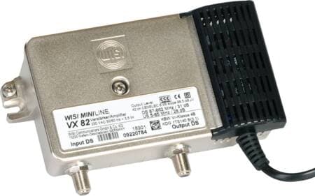 DKT Antennförstärkare, inomhus förstärkning framåt/retur 28-31/20dB Tilt:0-15dB Frekvensområde:87-862(framåt),5-65(retur)MHz, WISI VX82