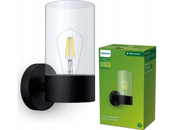 Philips 8720169266537, Ulkoseinävalaistus, Musta, Alumiini, IP44, Julkisivu, Puutarha, Terassi, I