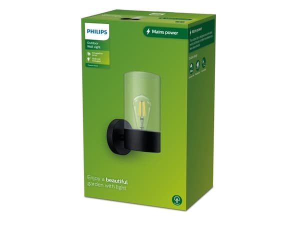 Philips 8720169266537, Ulkoseinävalaistus, Musta, Alumiini, IP44, Julkisivu, Puutarha, Terassi, I