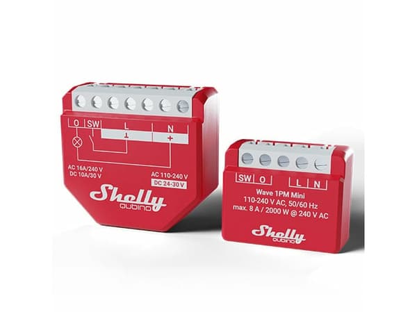 Shelly Qubino Wave 1PM Mini, älykäs liitin, langaton, muovi, ruoka, 25 dBmW, 868,4 MHz