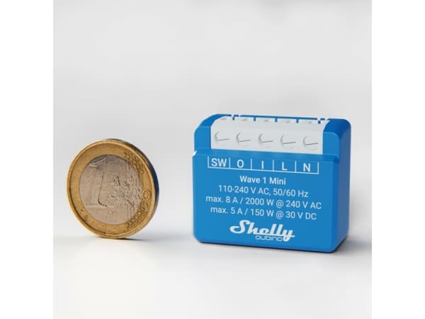Shelly Qubino Wave 1 Mini, Smart strömställare, Trådlös, Plast, Mätt, 25 dBmW, 868,4 MHz
