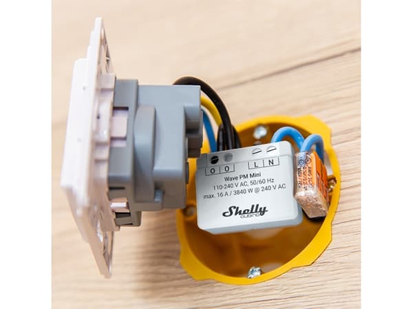 Shelly Qubino Wave PM Mini, Smart strömställare, Trådlös, Plast, Mätt, 25 dBmW, 868,4 MHz