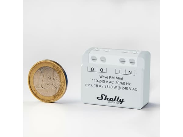 Shelly Qubino Wave PM Mini, Smart strömställare, Trådlös, Plast, Mätt, 25 dBmW, 868,4 MHz
