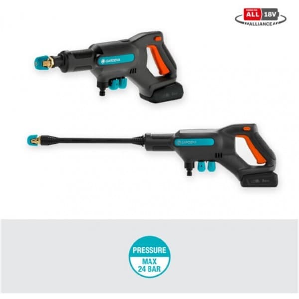 GARDENA AquaClean 24/18V P4A Premium keskipainepesuri vesisäiliöllä, akulla ja laturilla