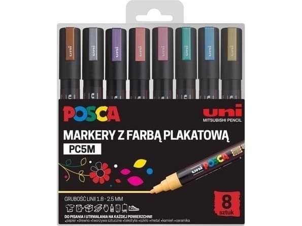 Metallic Poster Markers PC-5M 8 färger POSCA
