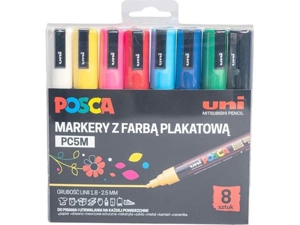Postermarkers PC-5M 8 färger POSCA UNI