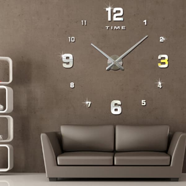 Seinäkello 3D DIY 100x100cm (Silver)