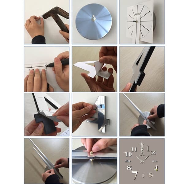 Seinäkello 3D DIY 100x100cm (Silver)