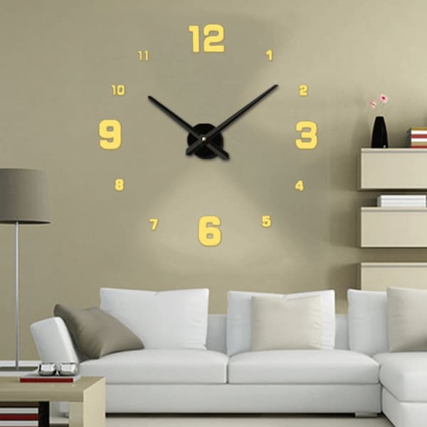 Seinäkello 3D DIY 100x100cm (Gold)