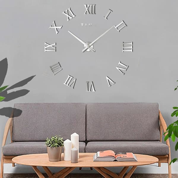 Seinäkello 3D DIY 100x100cm (Silver)