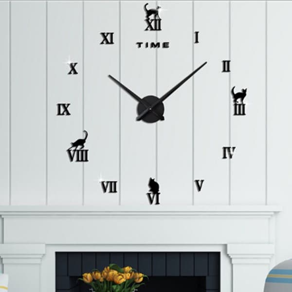Seinäkello 3D DIY 100x100cm (Black)