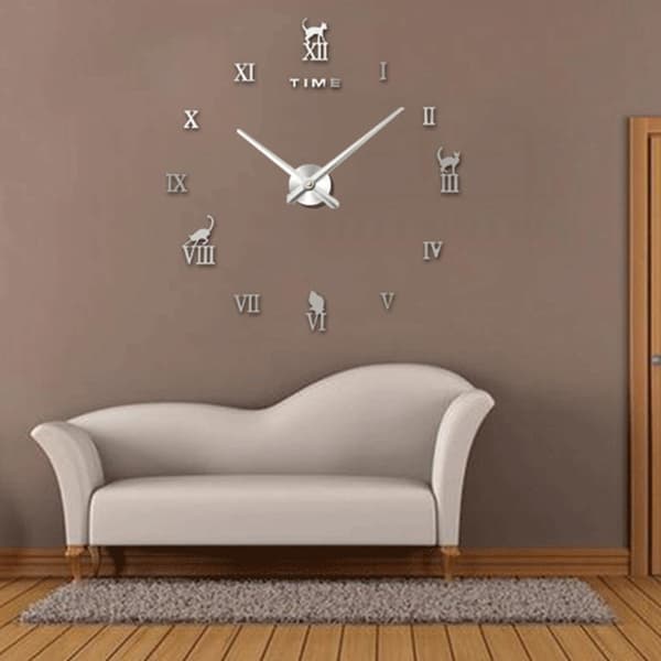 Seinäkello 3D DIY 100x100cm (Silver)