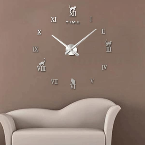 Seinäkello 3D DIY 100x100cm (Silver)