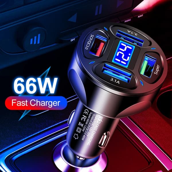4 in 1 th USB-laturi 12-32V (Black)