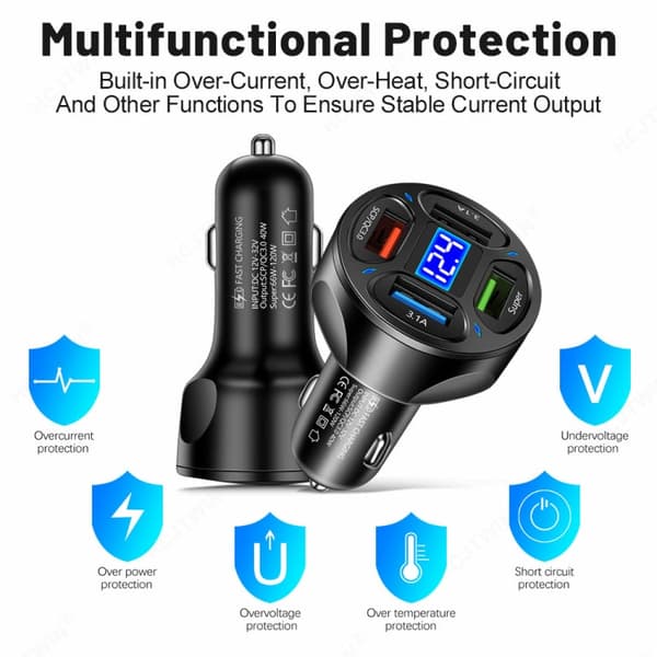 4 in 1 th USB-laturi 12-32V (Black)