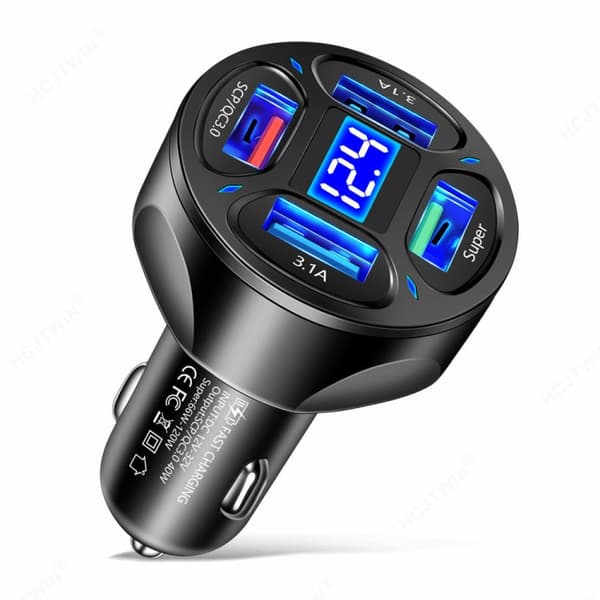 4 in 1 th USB-laturi 12-32V (Black)