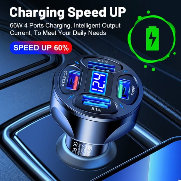 4 in 1 th USB-laturi 12-32V (White)