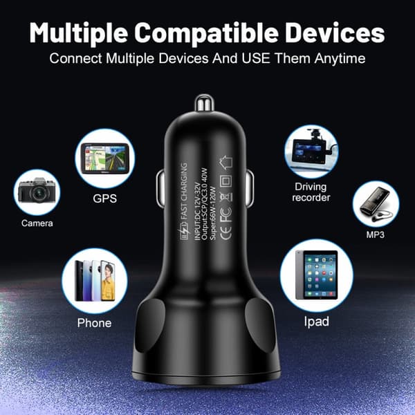 4 in 1 th USB-laturi 12-32V (White)