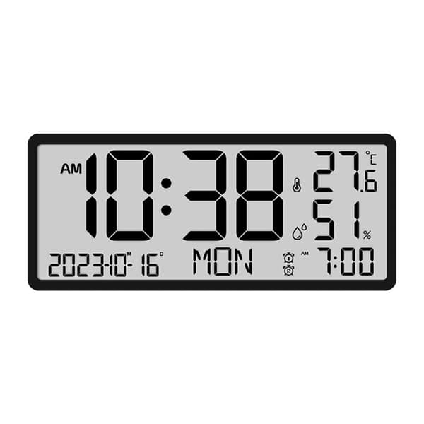 Seinäkello LCD 34cm (Black)