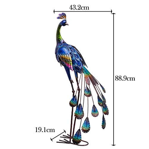 Riikinkukko 89cm metalli puutarhakoriste