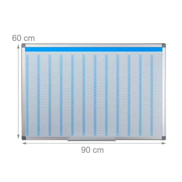 Valkotaulu magneettinen vuosikalenterilla 60 x 90 cm