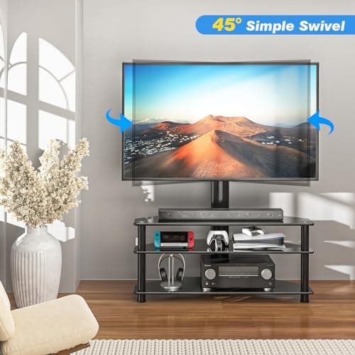 Tv-teline 32-70" lasihyllyillä