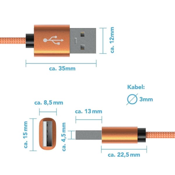 USB-C lataus- ja datakaapeli 2M