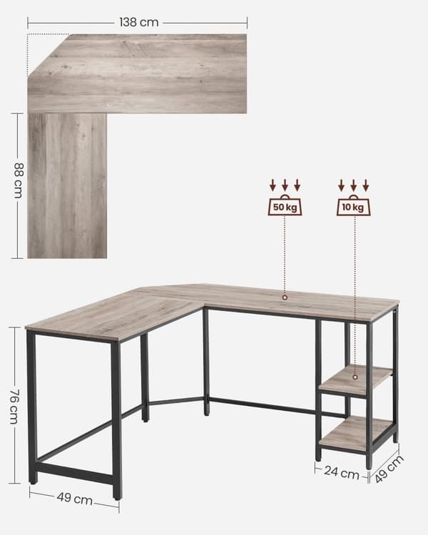 Kirjoituspöytä L-Shape 138 cm