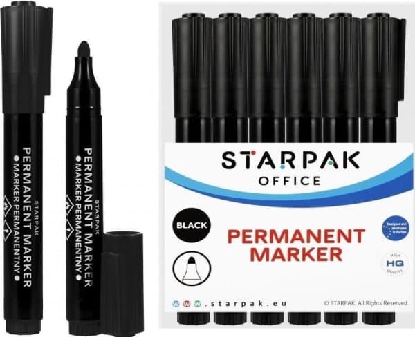 PERMANENTMARKER RUND SVART A 12 STARPAK 524583