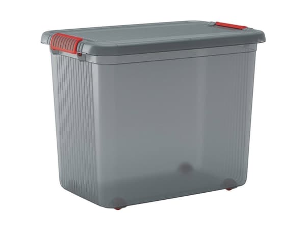 KIS 237491 Säilytyslaatikko K Salpa Pinottava (L x K x S) 590 x 450 x 390 mm Savunharmaa, Läpinäkyvä 1 kpl