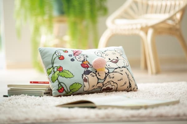 NICI 49448, Beige, Blå, Multifärg, Rektangulär, Plysch, Polyester, Dekorationskudde